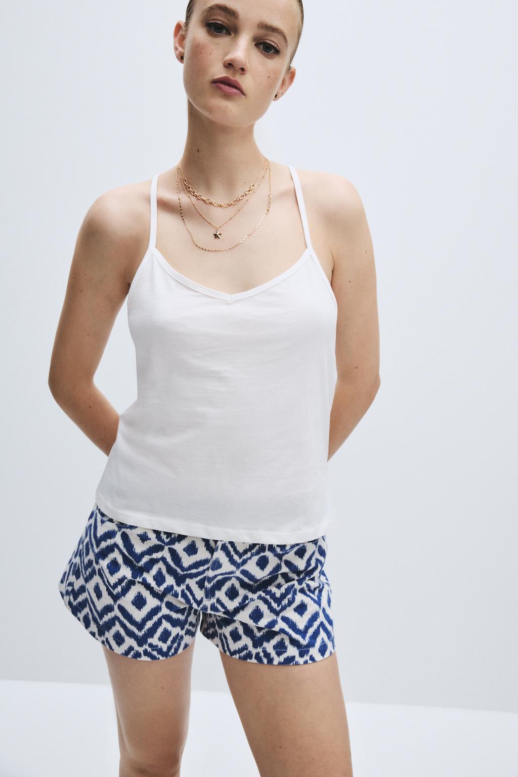 Short denim print