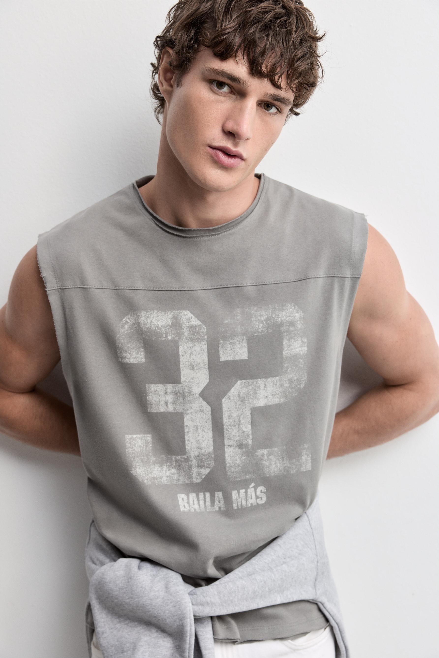 Faded effect printed sleeveless T-shirt — ASH