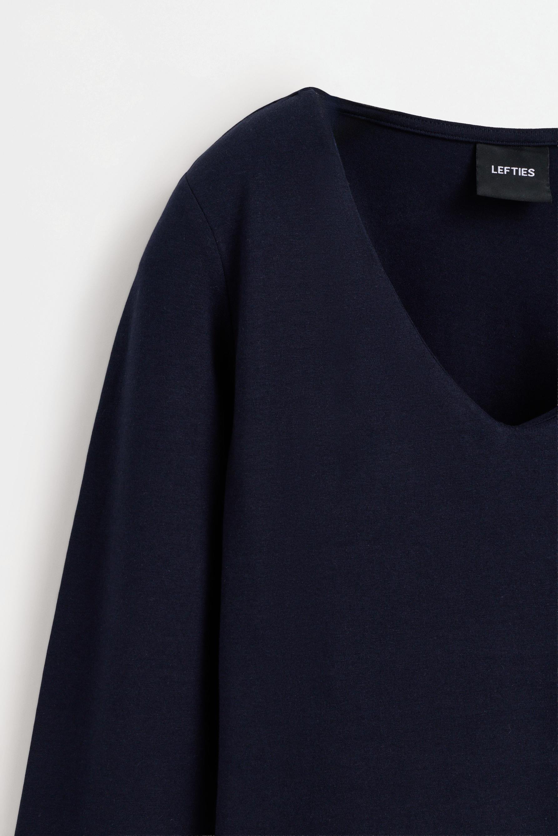Long sleeve V-neck T-shirt — DARK NAVY
