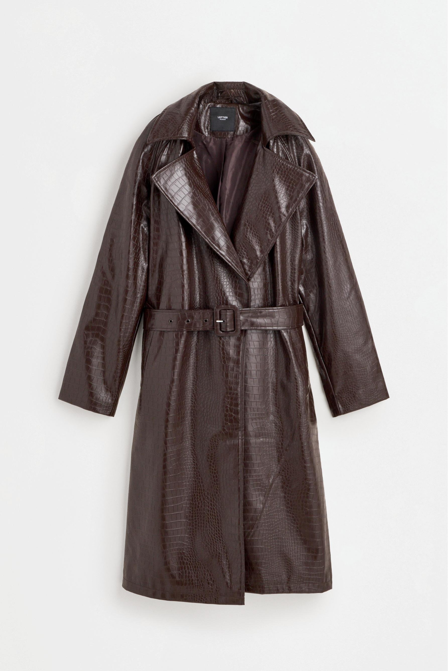 Trench largo efecto piel