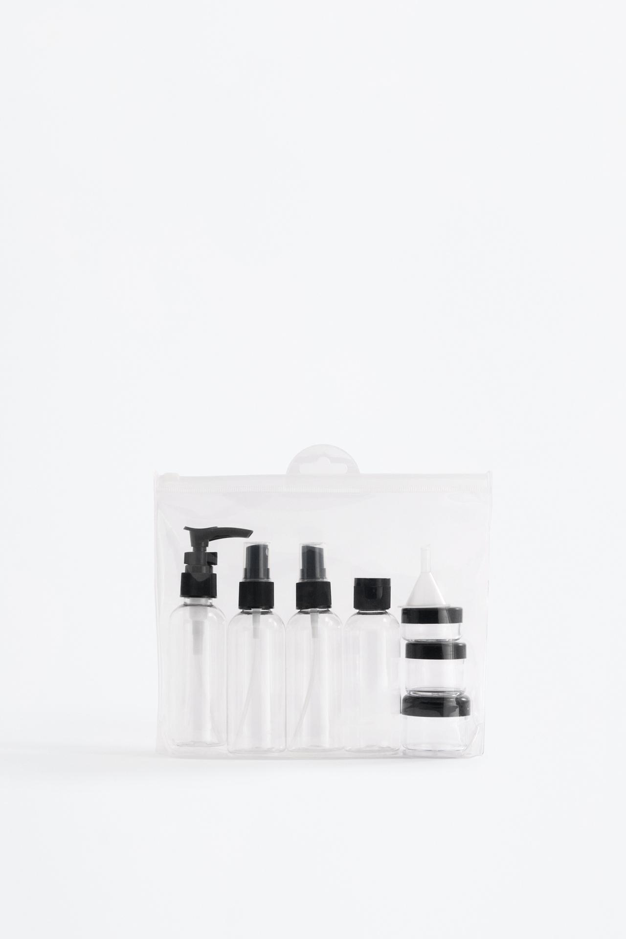7-piece reusable travel bottle set — BLACK
