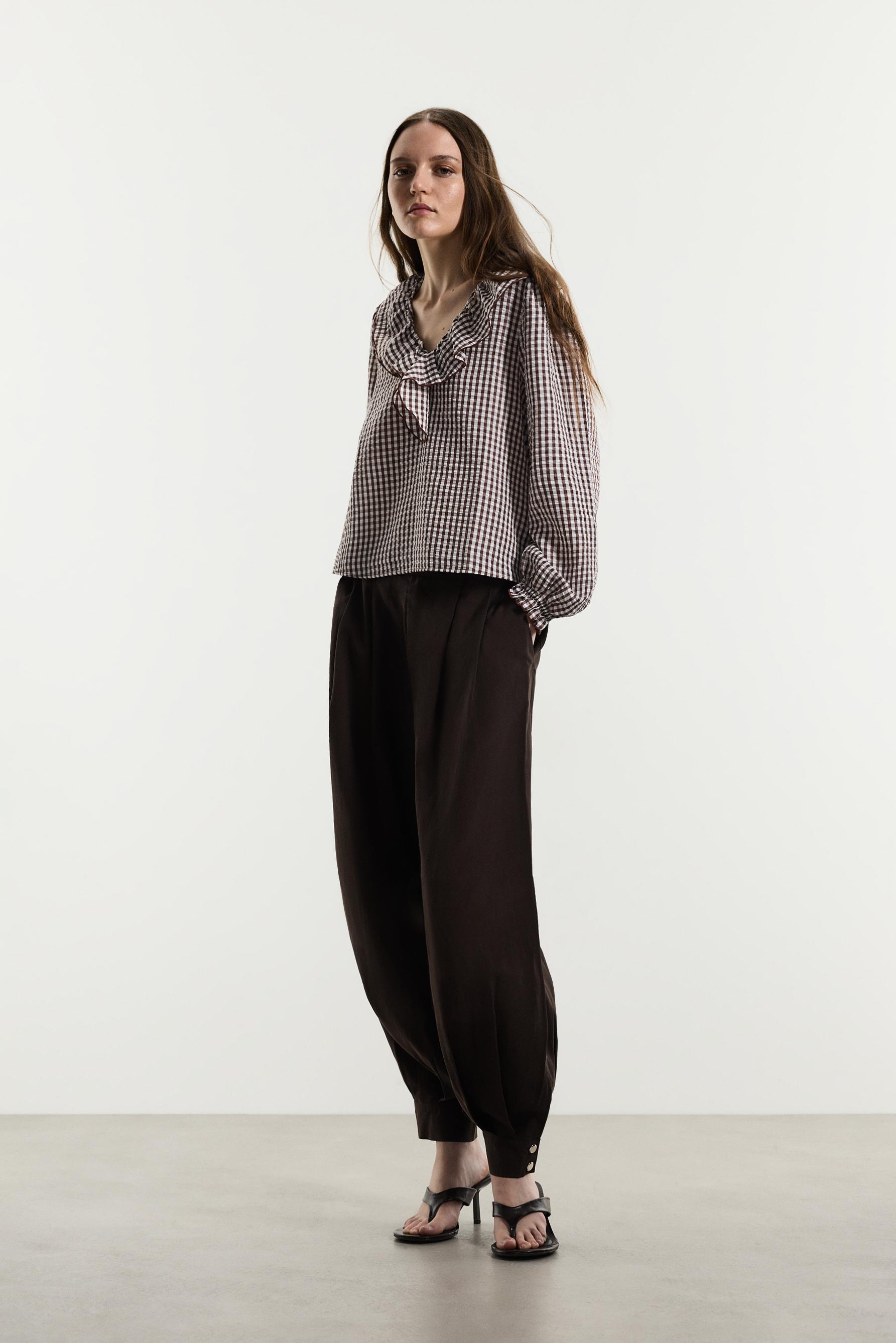 Pleated sarouel trousers — DARK BROWN