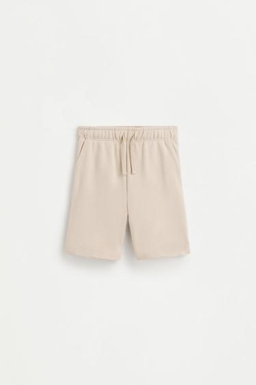 Jogger plush Bermuda shorts — PALE SAND 1
