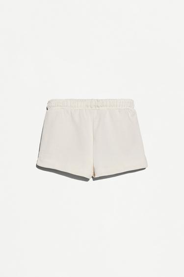 Plain plush shorts — ECRU 2