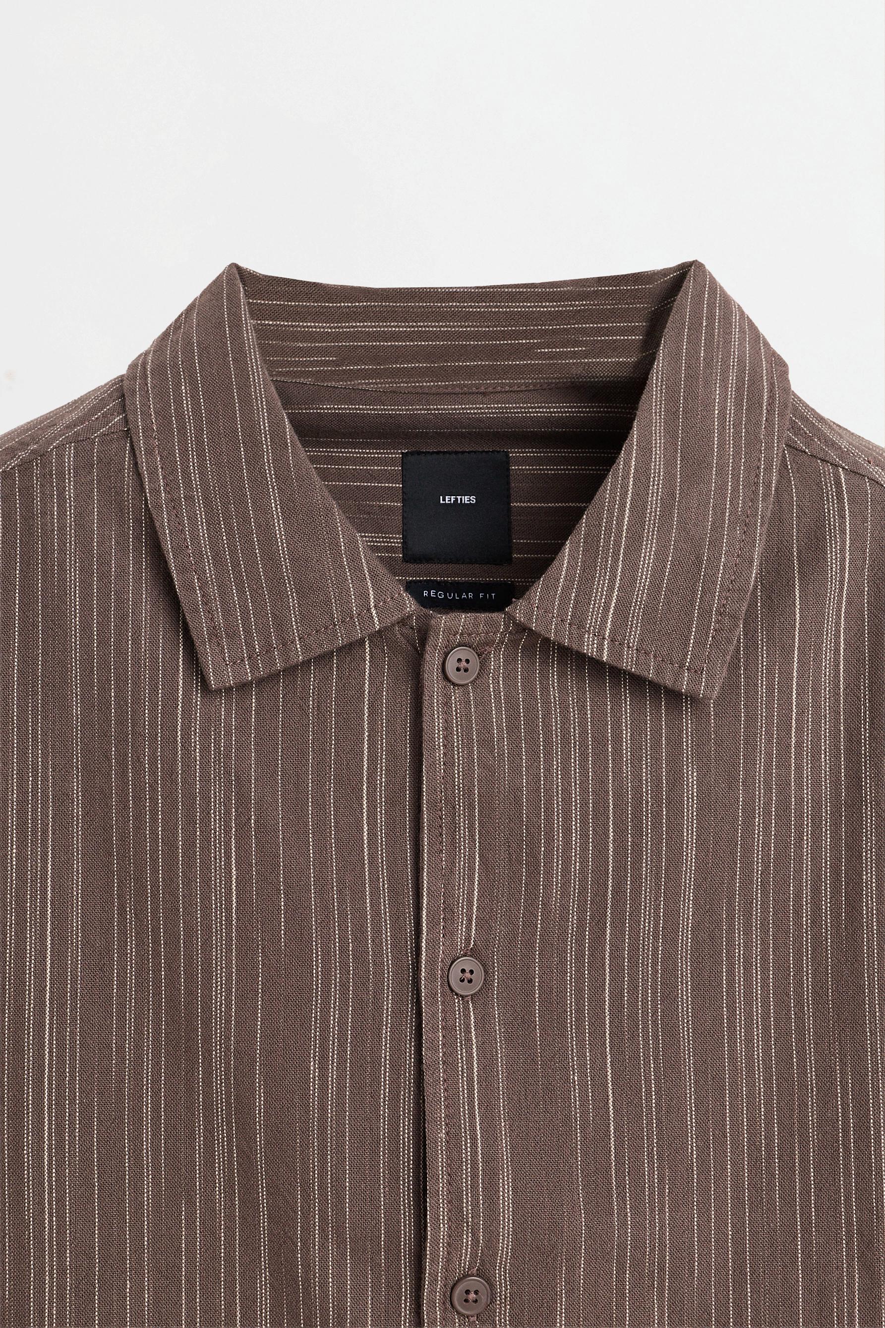 Striped short sleeve shirt — TAUPE BROWN