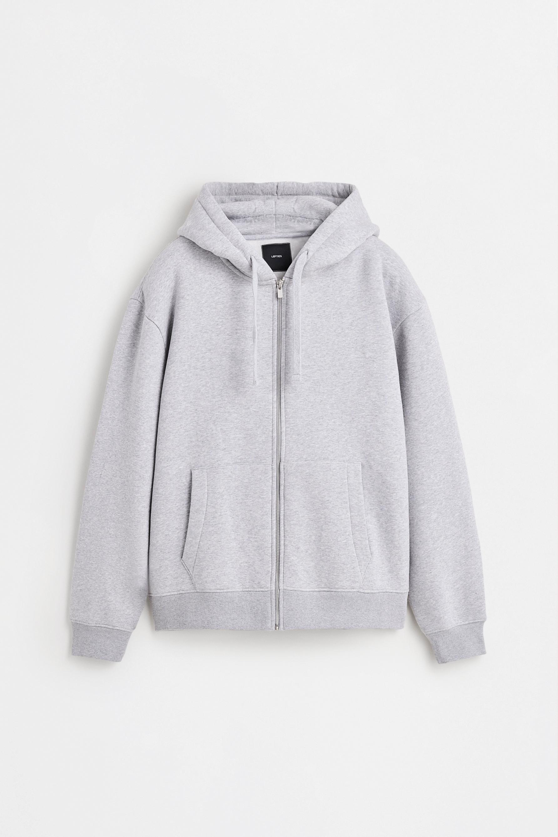Basic zip-up hoodie — GREY MARL