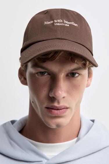 Text embroidery cap — BROWN/WHITE 1