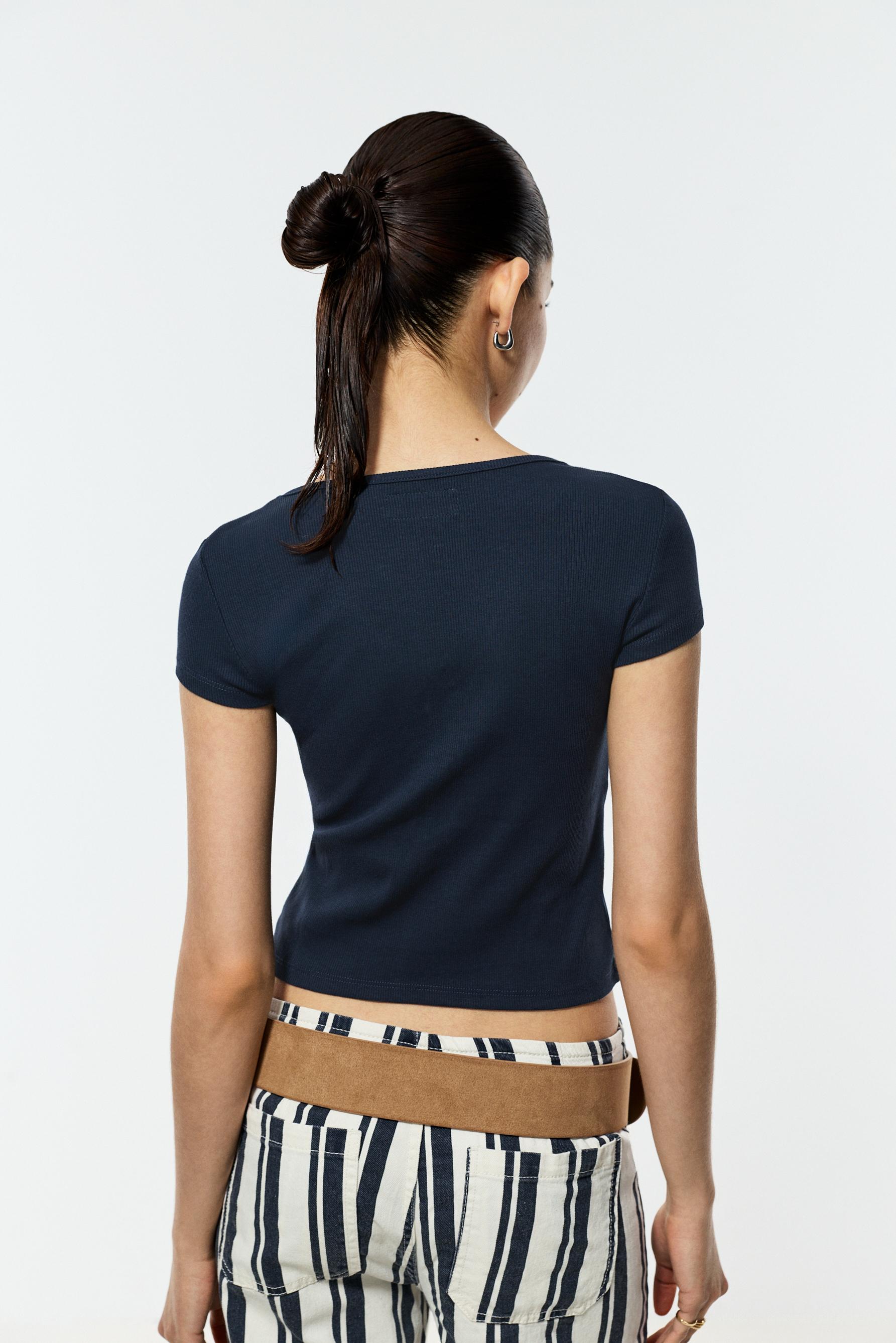 Ribbed cut-out top — NAVY