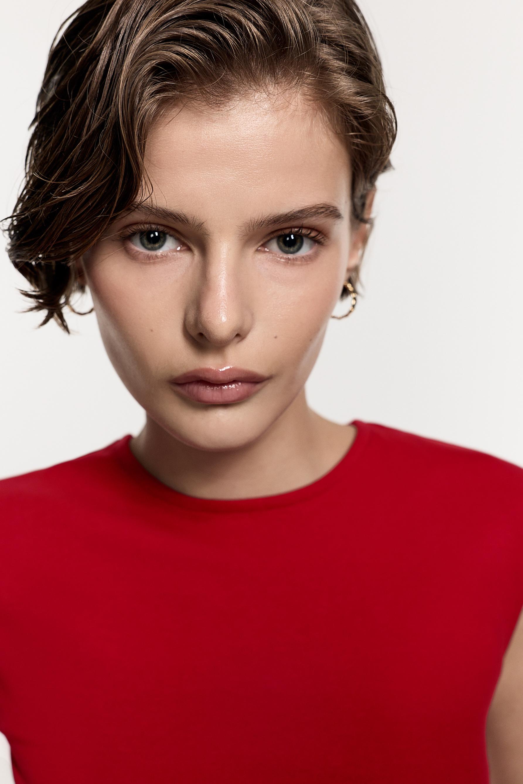 Gathered T-shirt — RED