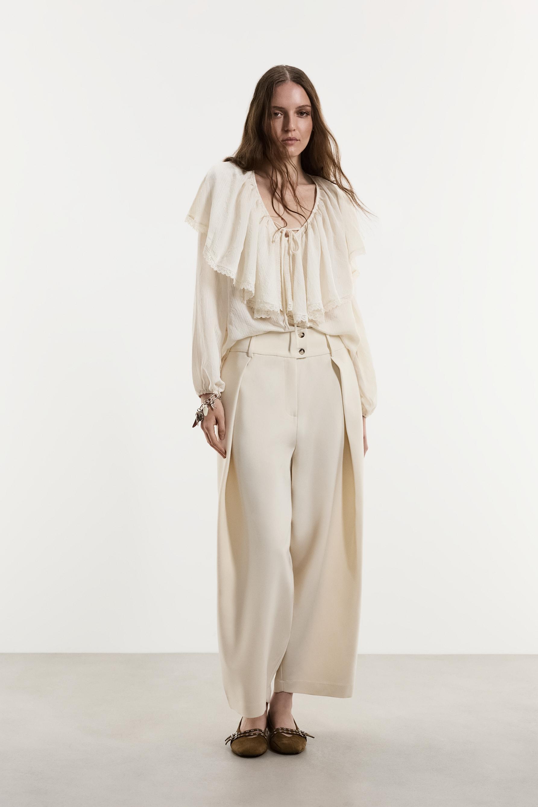 Ruffled blouse — ECRU