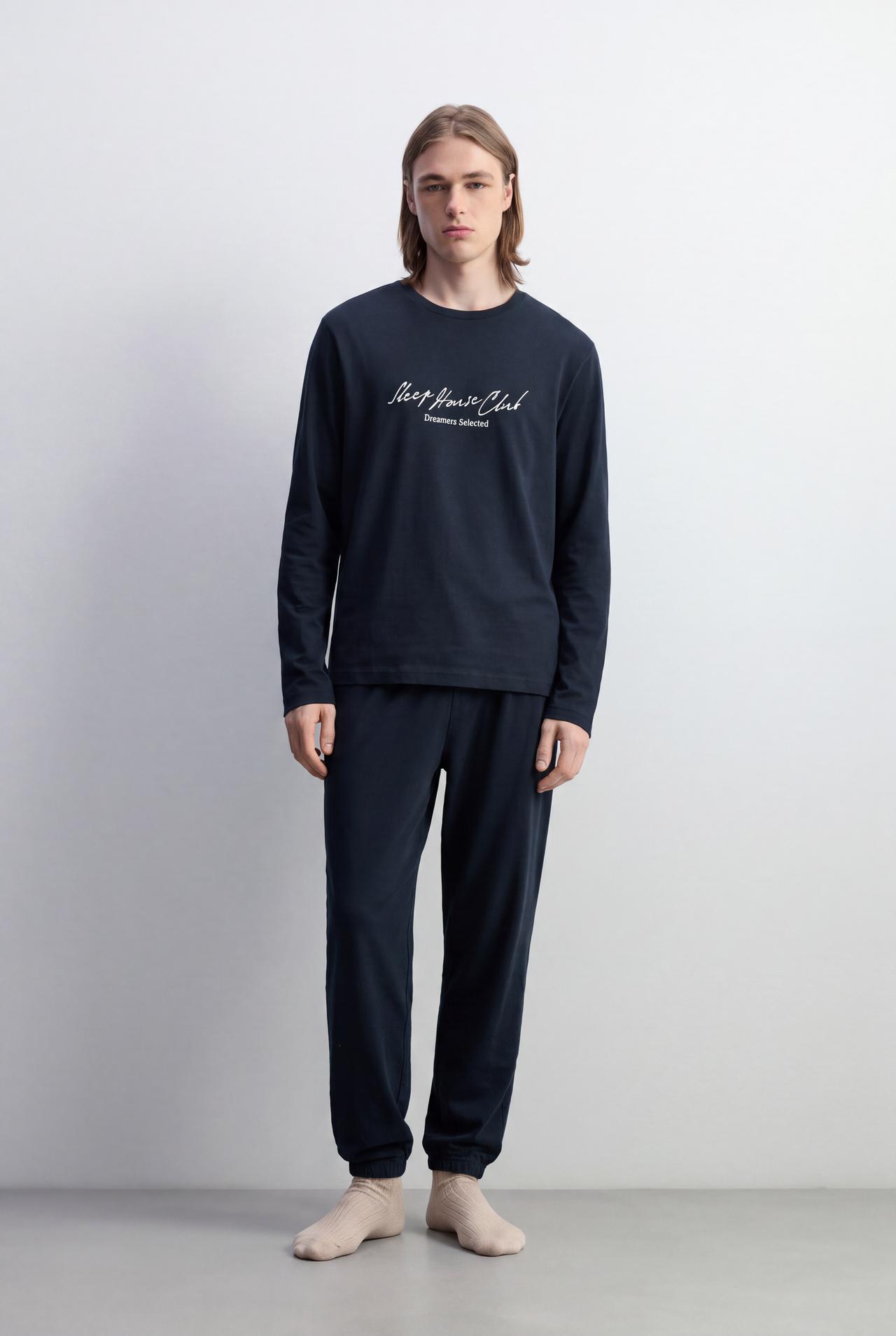 Long printed pyjamas — DARK NAVY