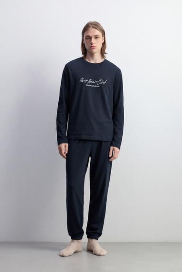 Long printed pyjamas — DARK NAVY 1