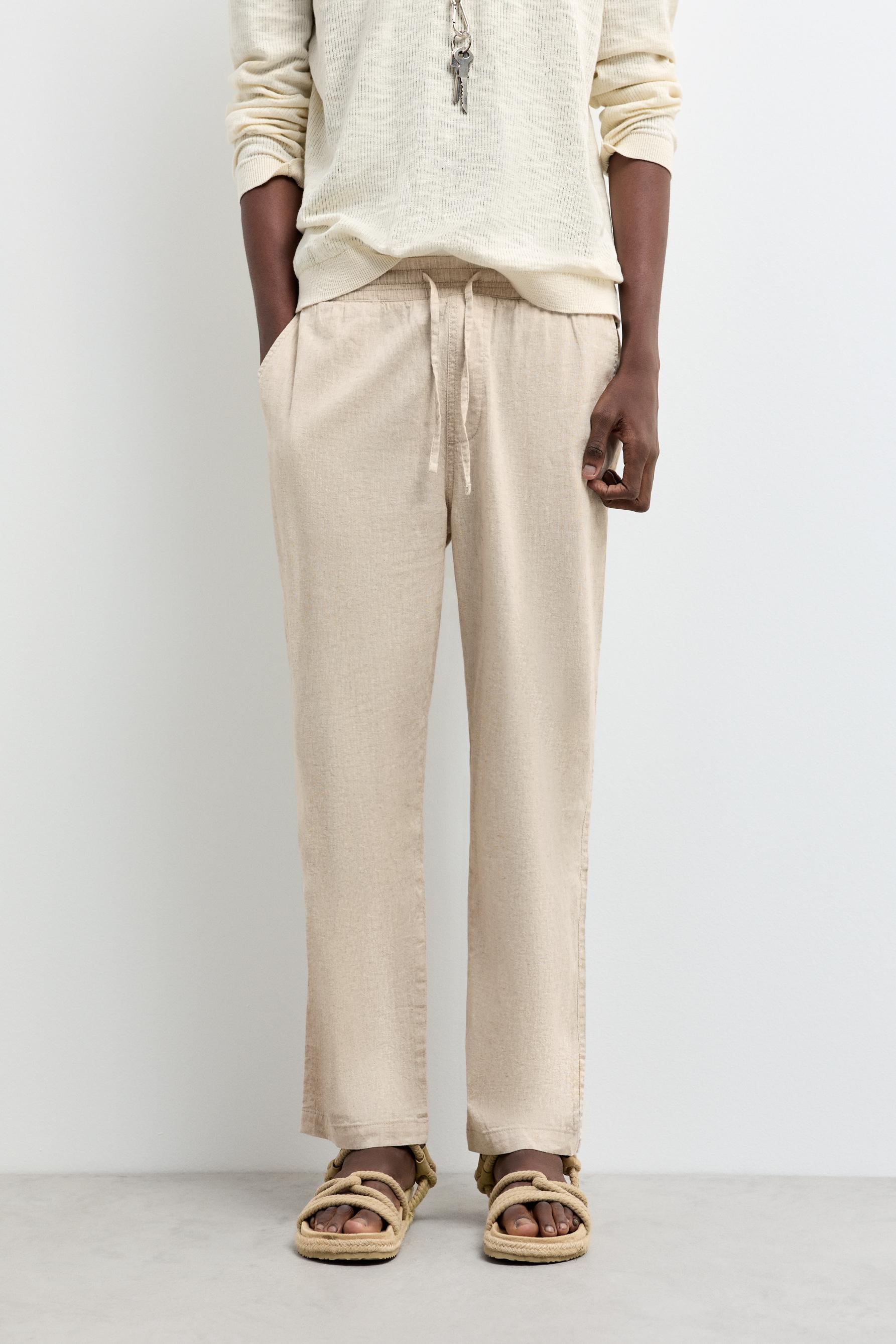 Linen-cotton jogger trousers — OFF WHITE