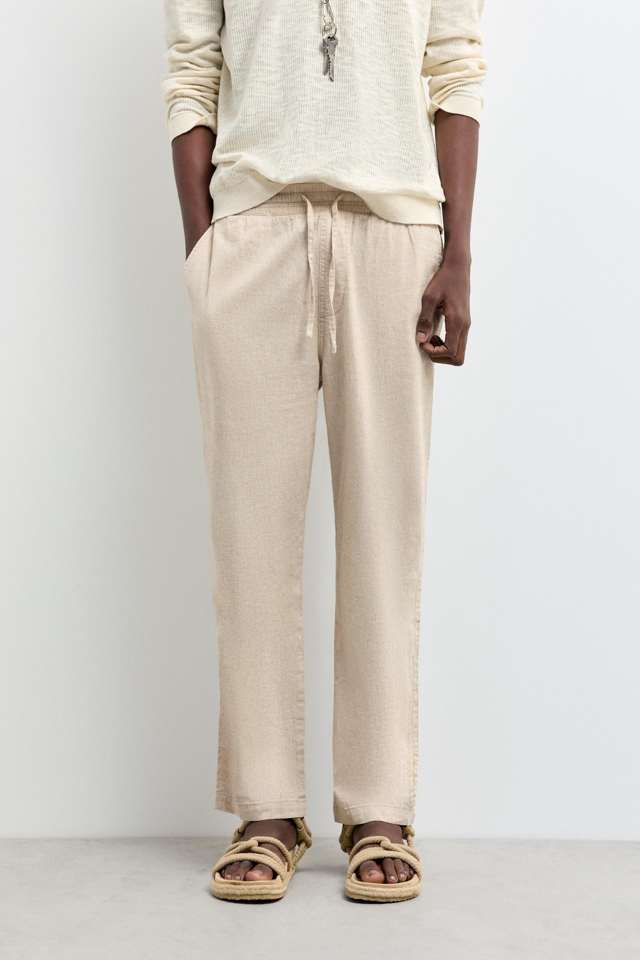 Linen-cotton jogger trousers — OFF WHITE