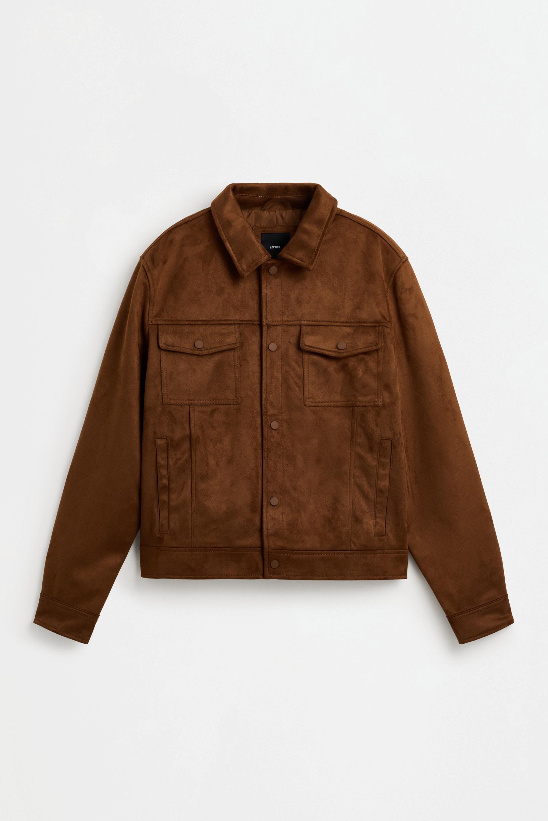 Faux suede trucker jacket — BRANDY