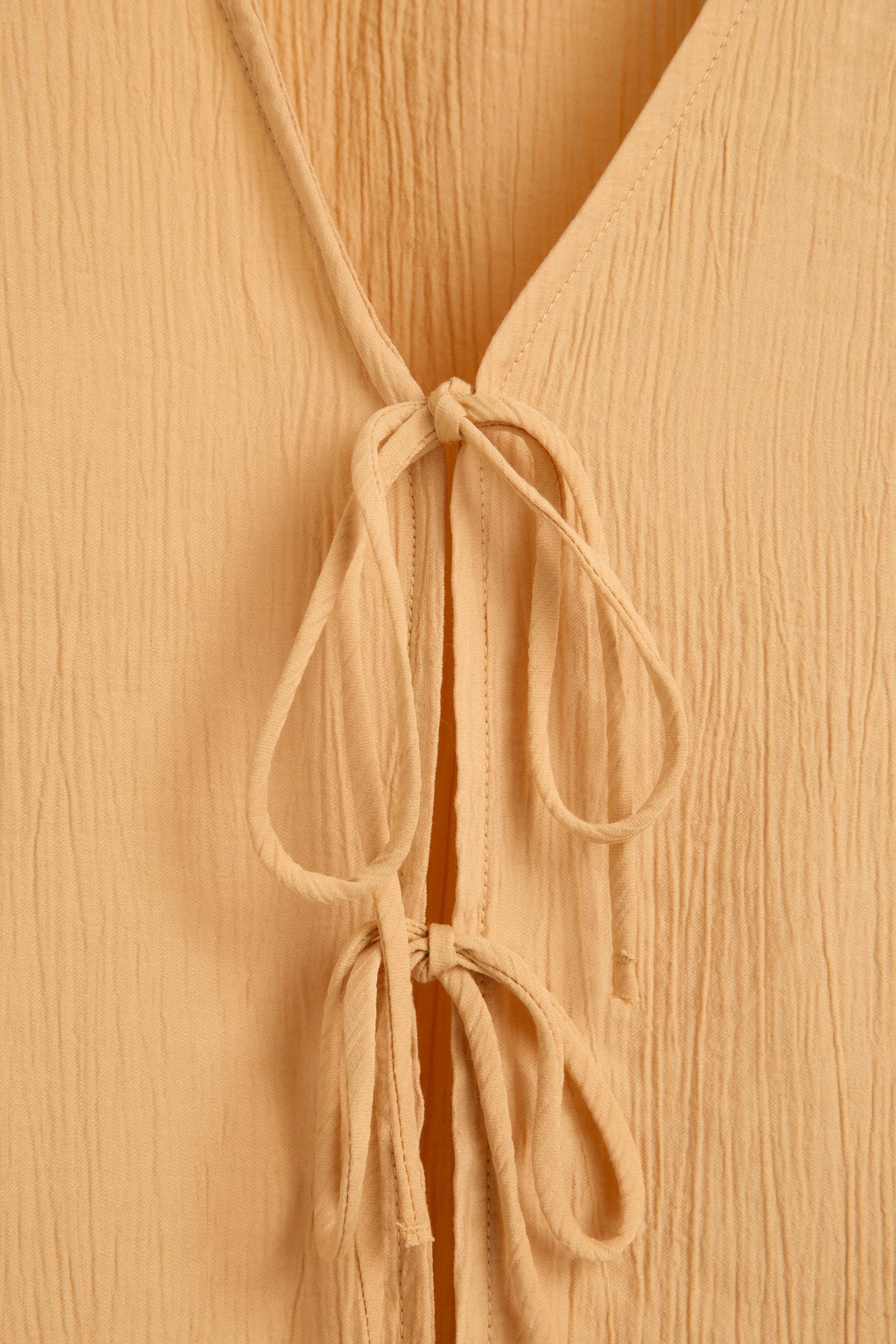 Textured tie-front shirt — YELLOW