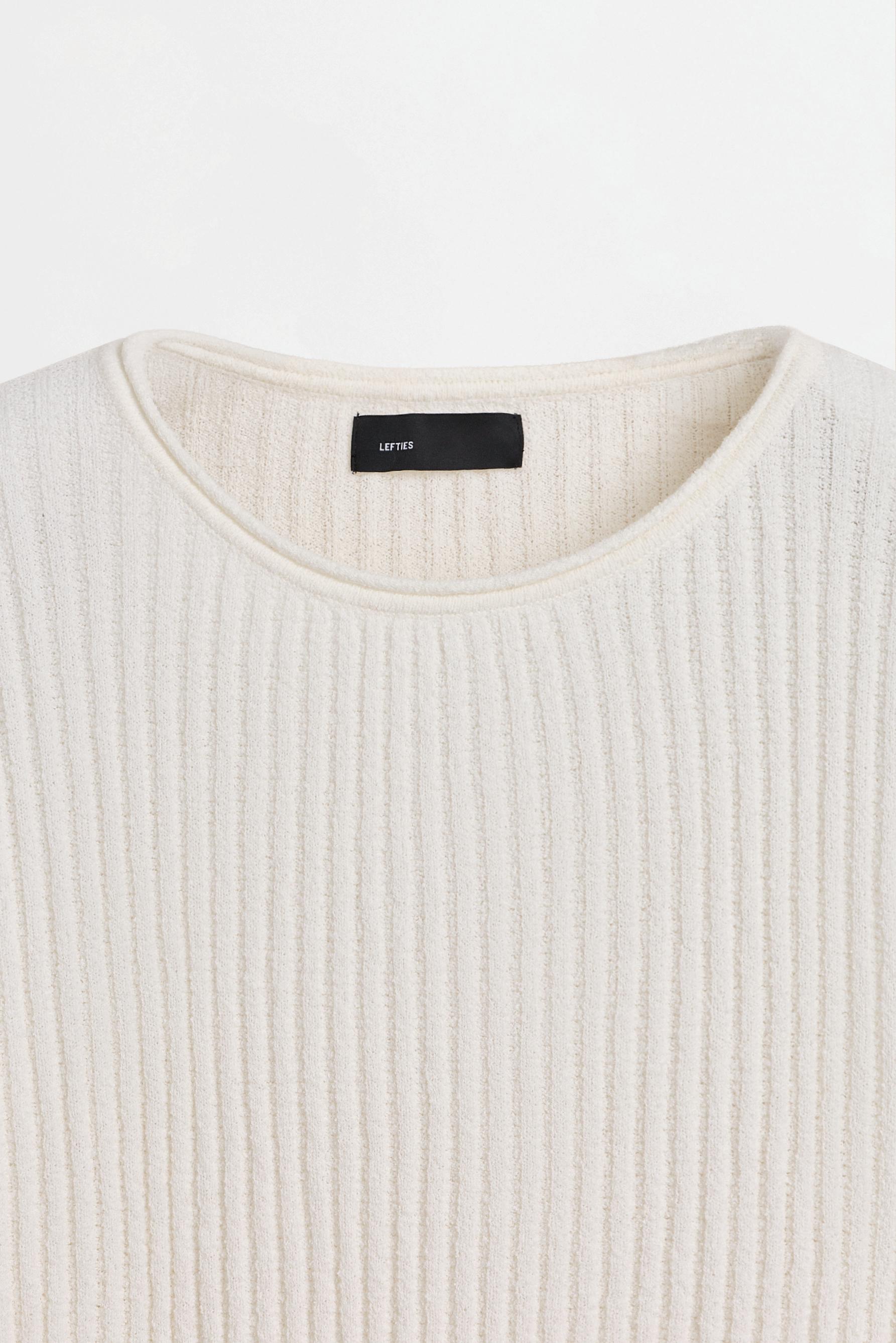 Ribbed knit T-shirt — OFF WHITE