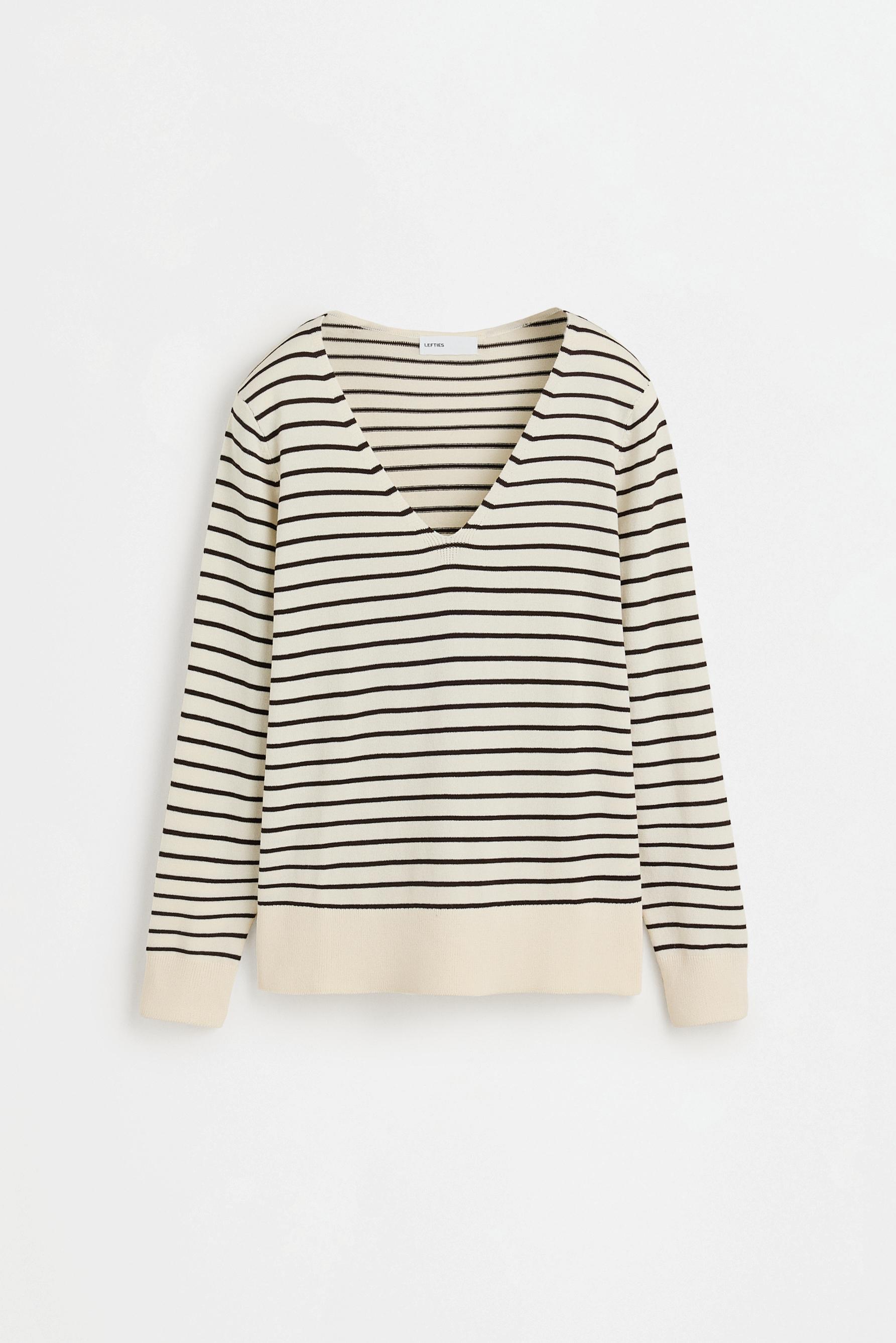 Basic V-neck sweater — BEIGE/BROWN