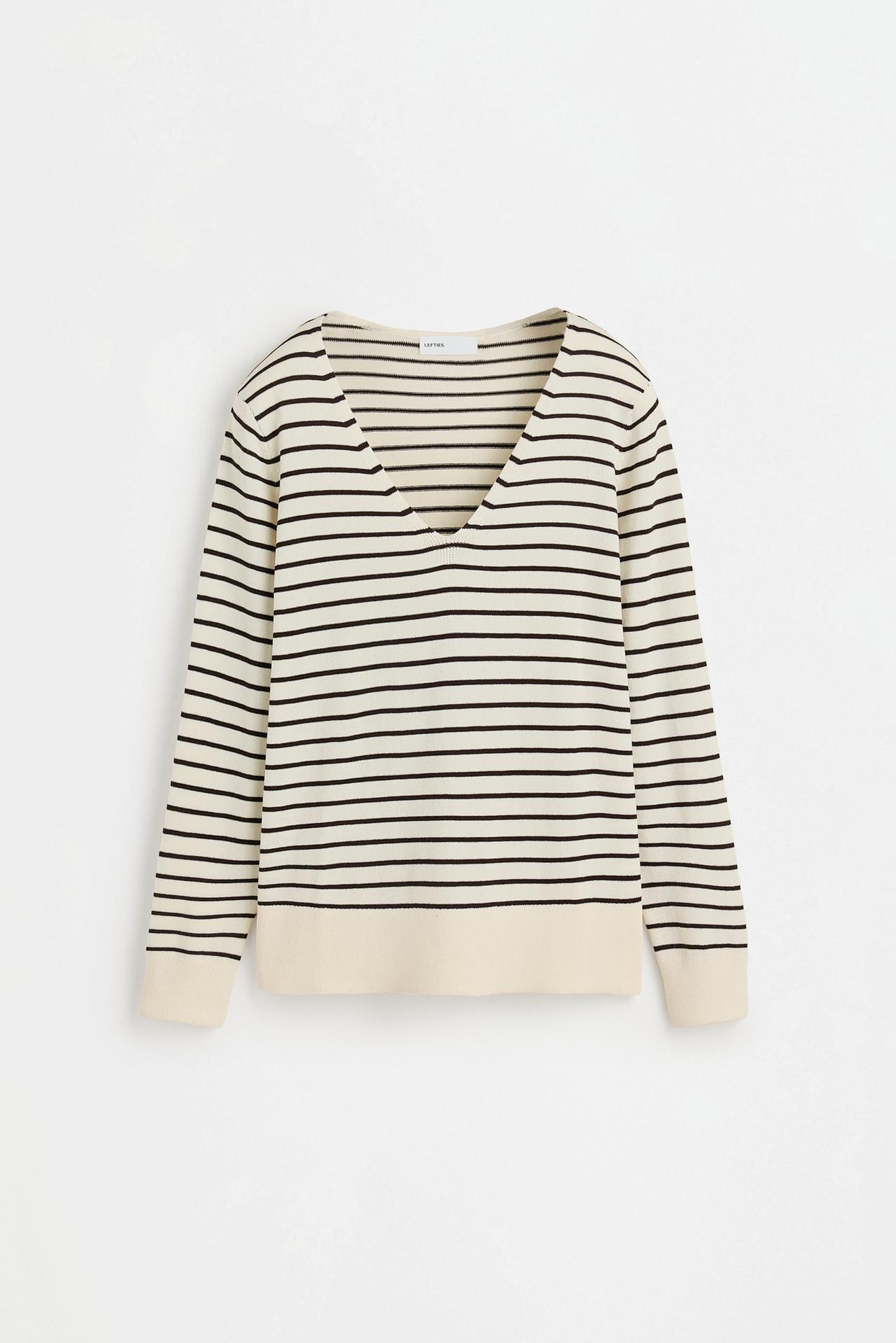 Basic V-neck sweater — BEIGE/BROWN