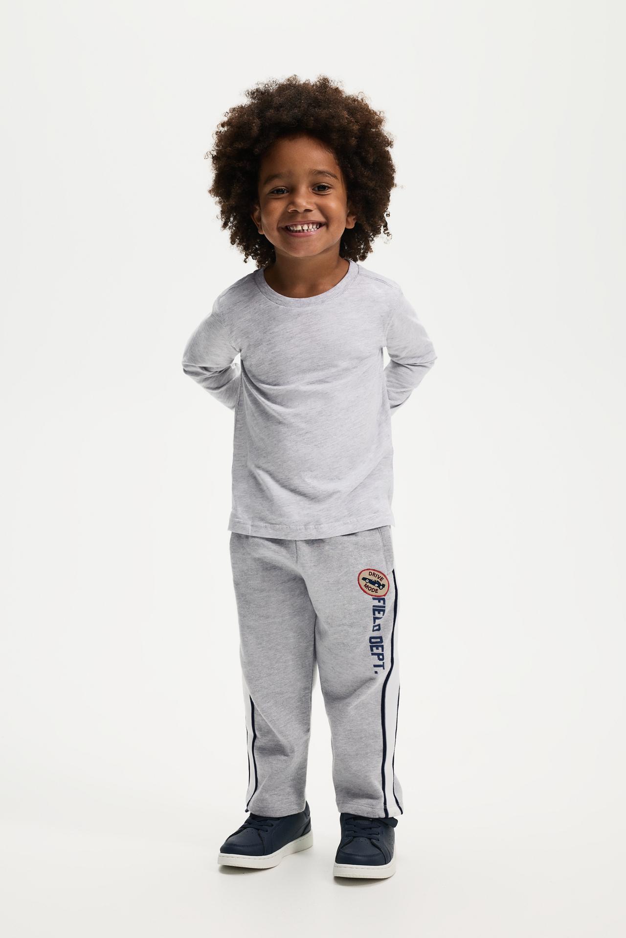 Striped plush trousers — GREY MARL