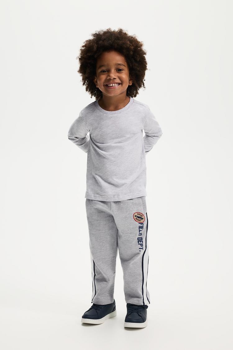 Striped plush trousers — GREY MARL
