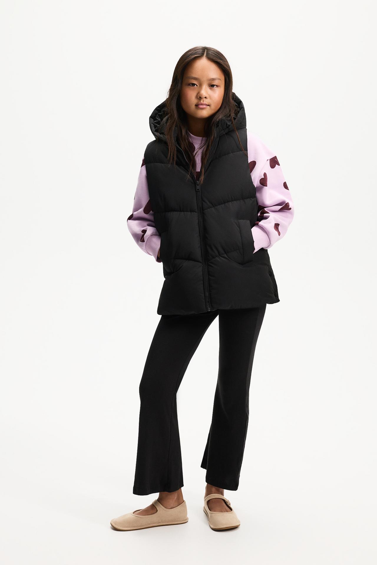 Long padded gilet — BLACK