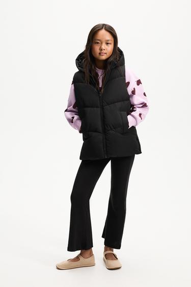 Long padded gilet — BLACK 1
