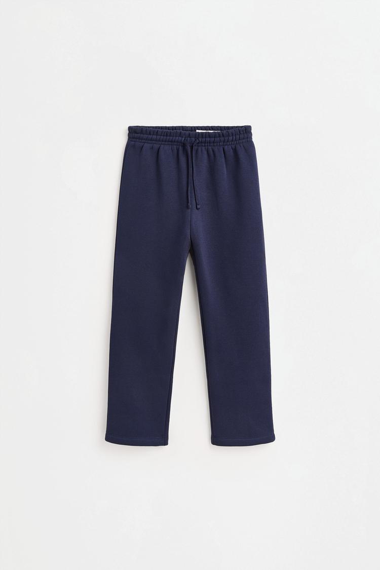 Straight-leg plush trousers — DARK BLUE