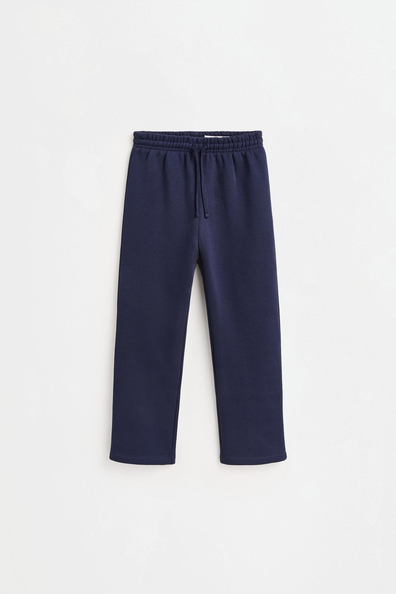 Straight-leg plush trousers — DARK BLUE