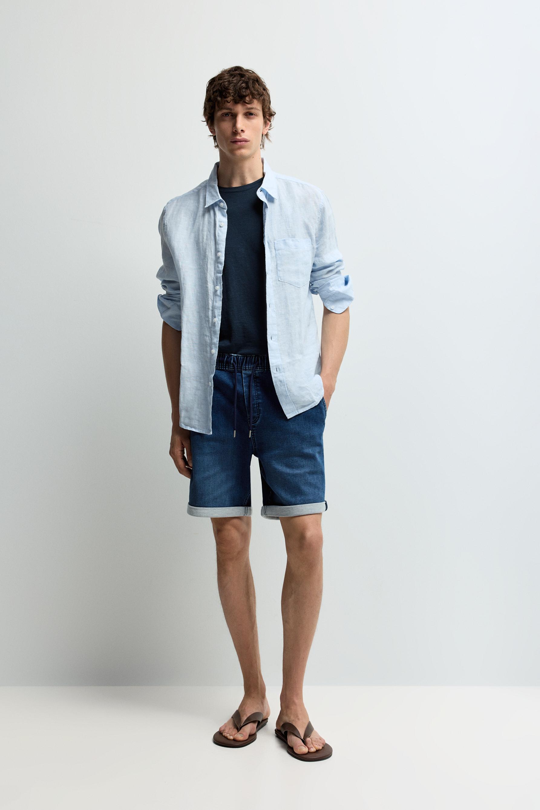 Denim jogger Bermuda shorts — INDIGO
