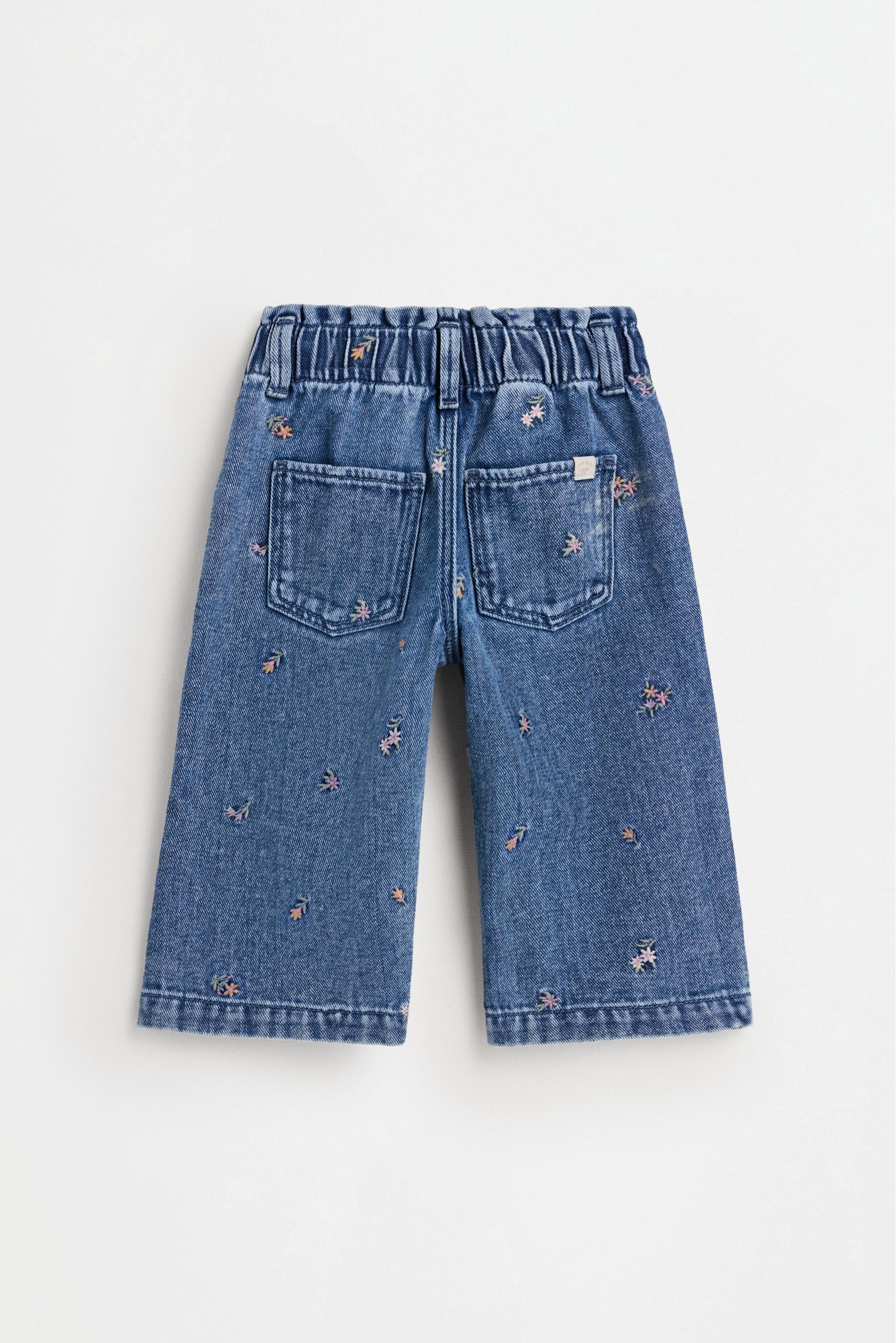 Embroidered wide-leg jeans — FADED BLUE