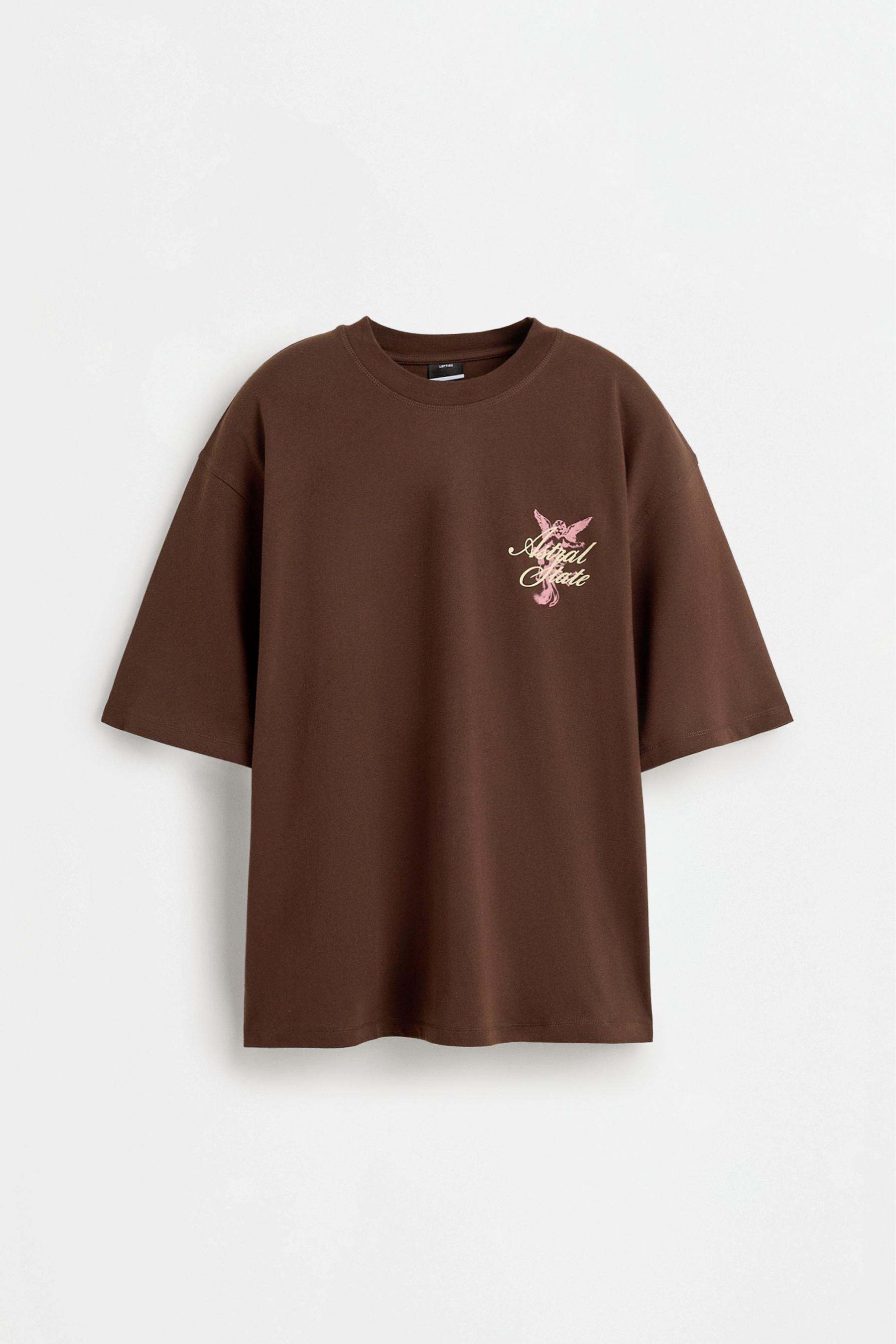 Oversize printed T-shirt — BROWN