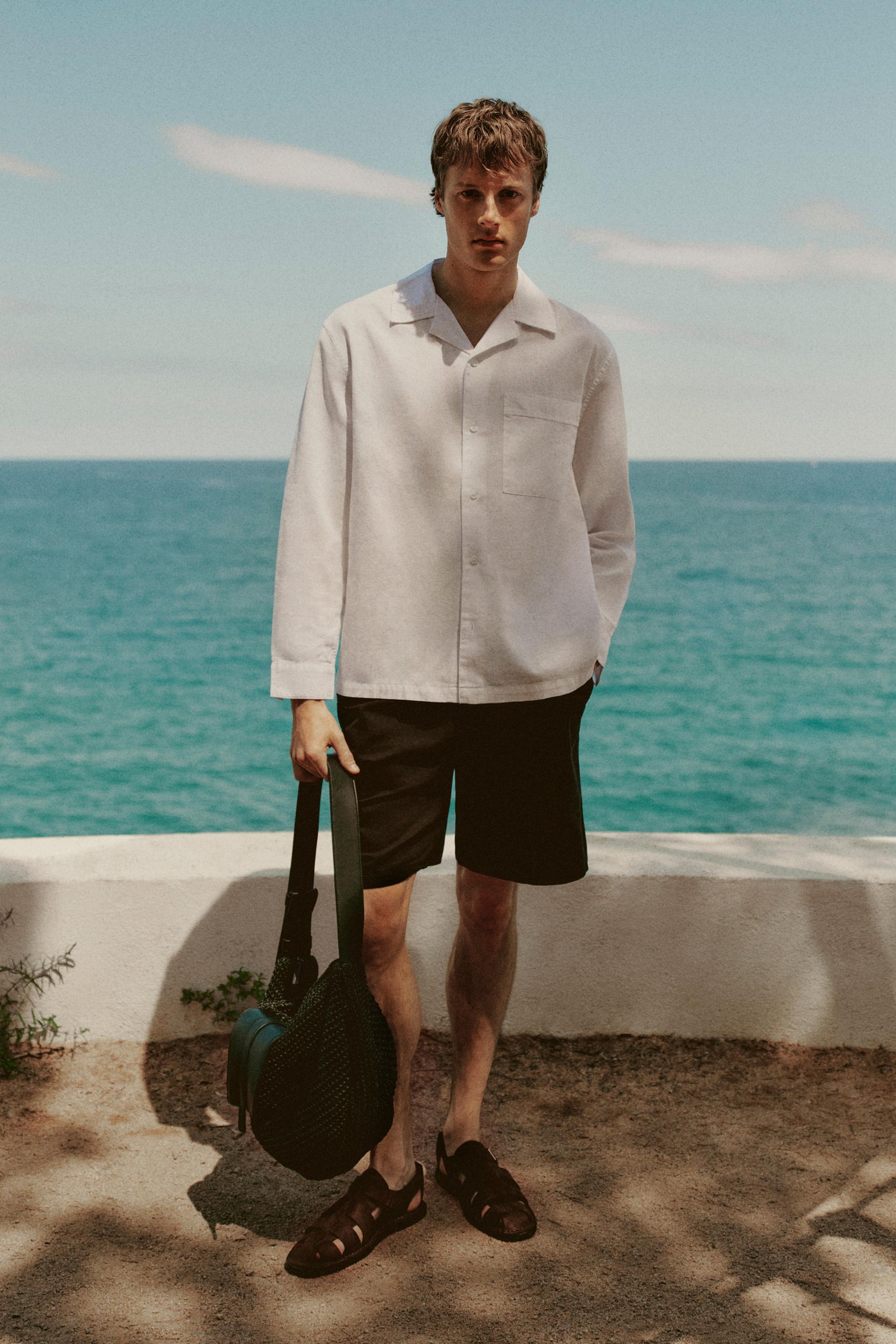Linen-cotton resort shirt — WHITE