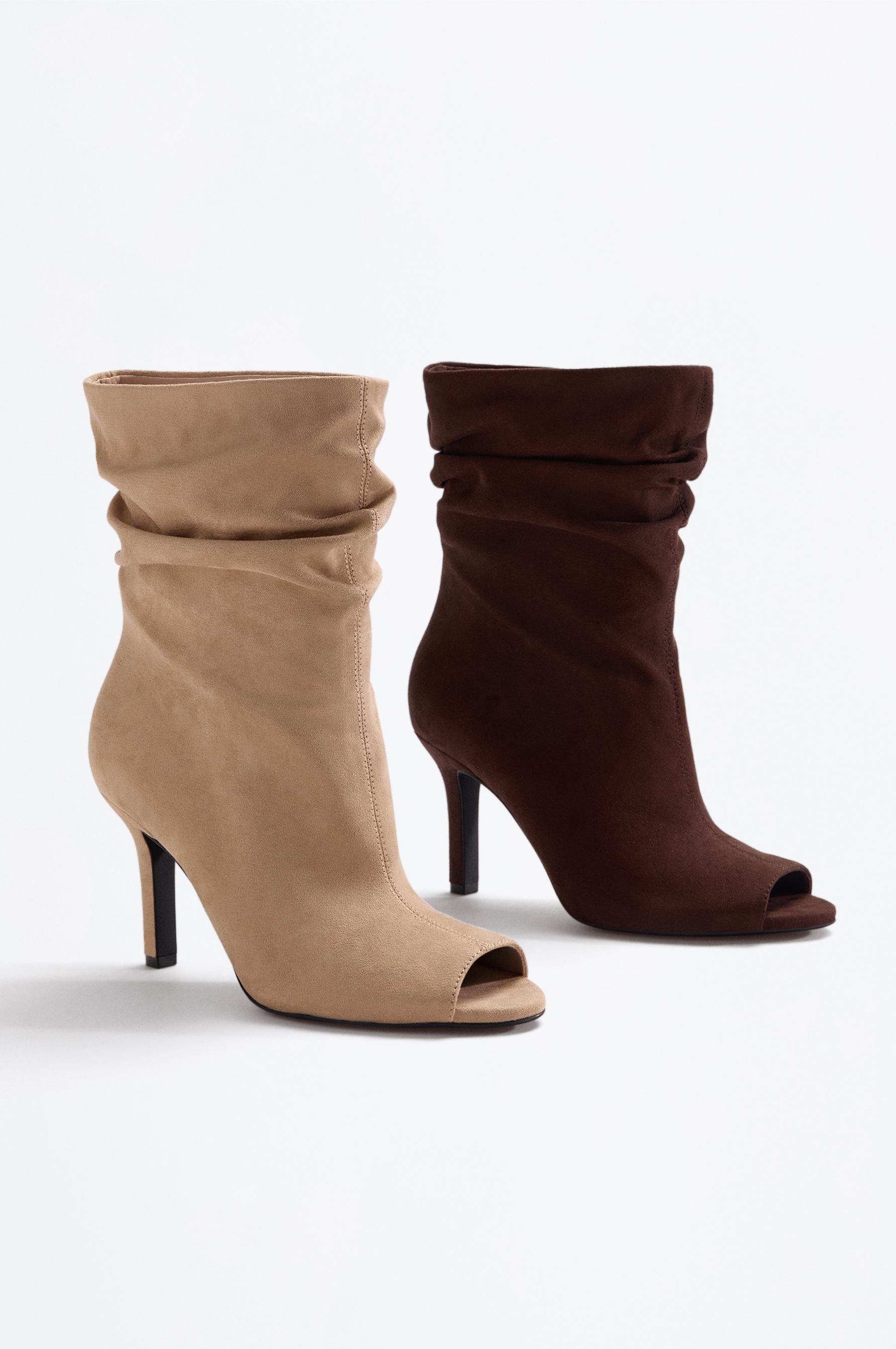 Faux suede heeled boot — BROWN