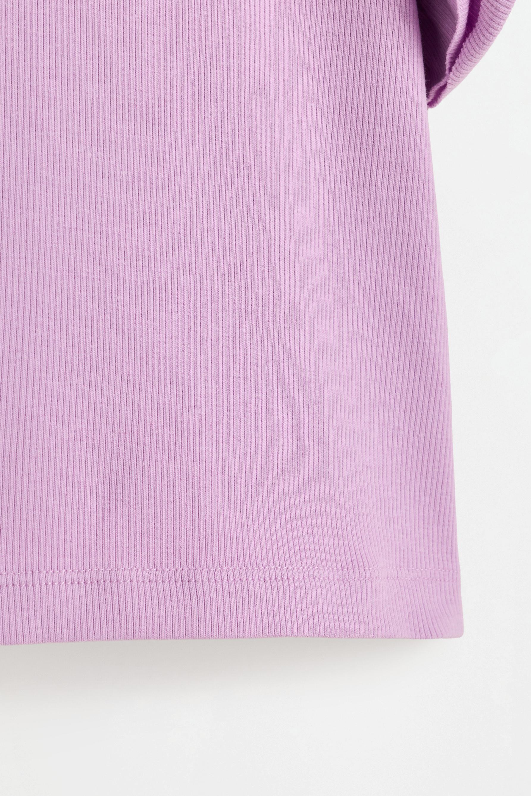 Ribbed T-shirt with ruffles — MAUVE PINK