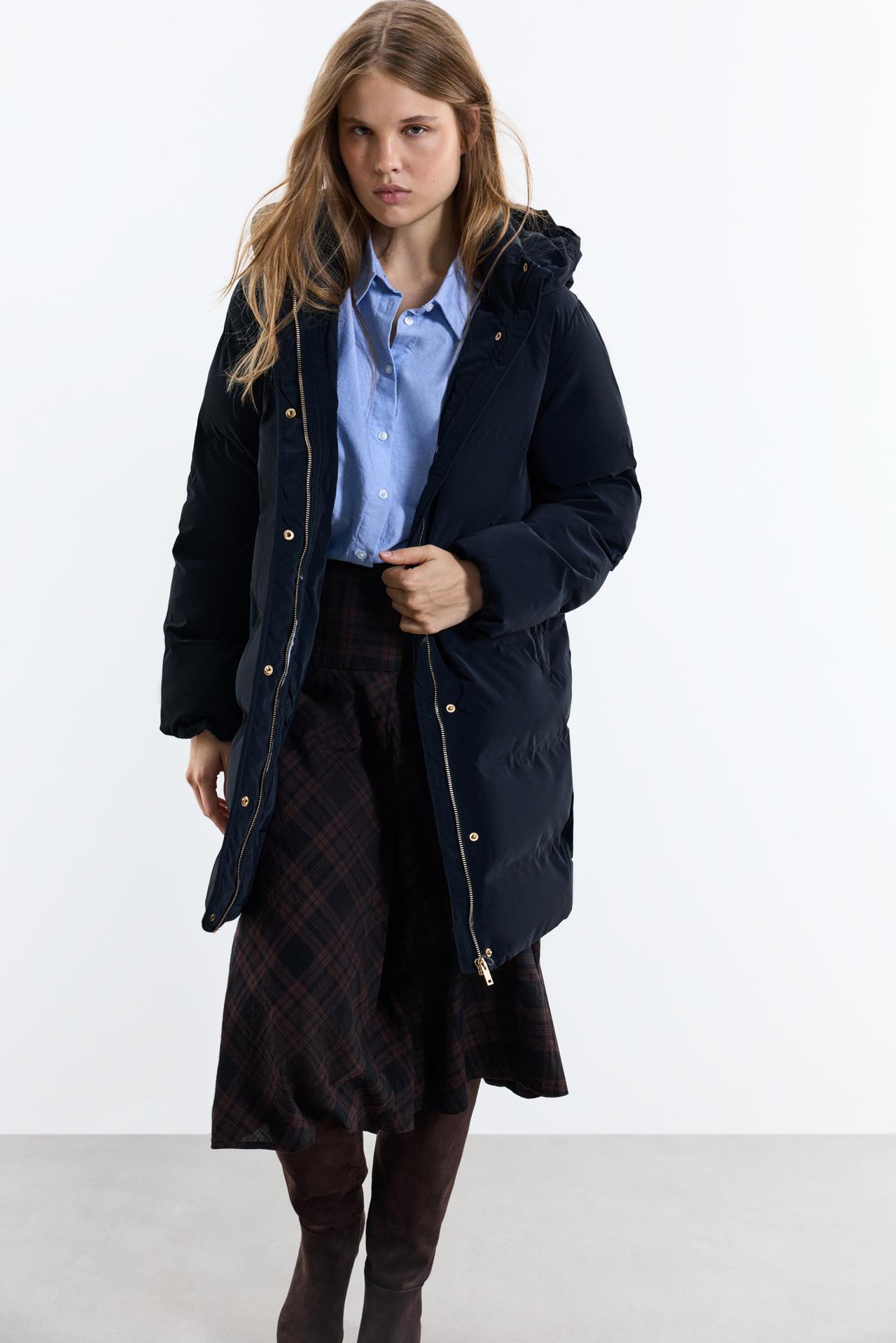 Long quilted coat — DARK BLUE
