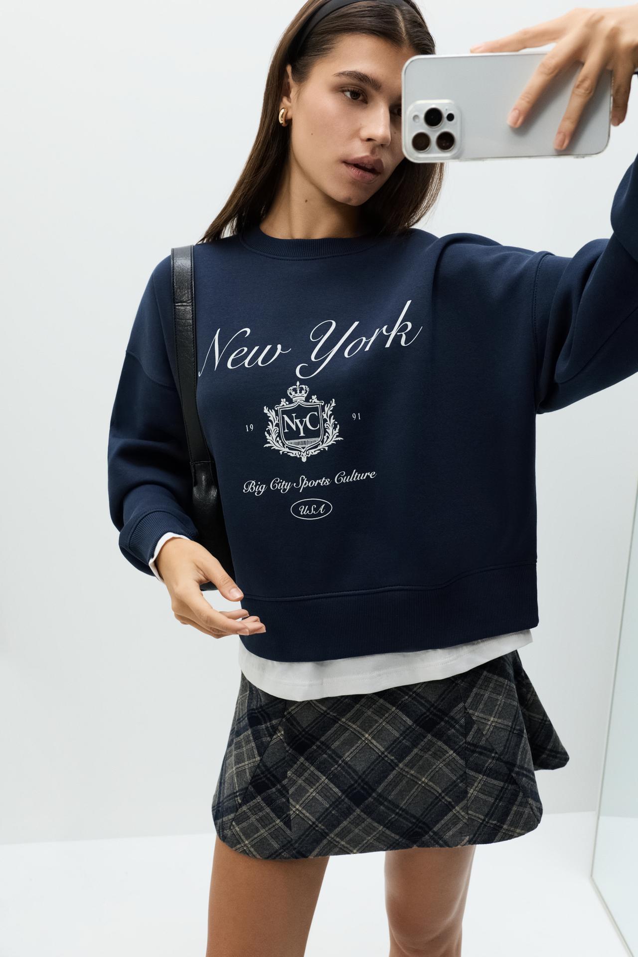 T-shirt-style sweatshirt — NAVY