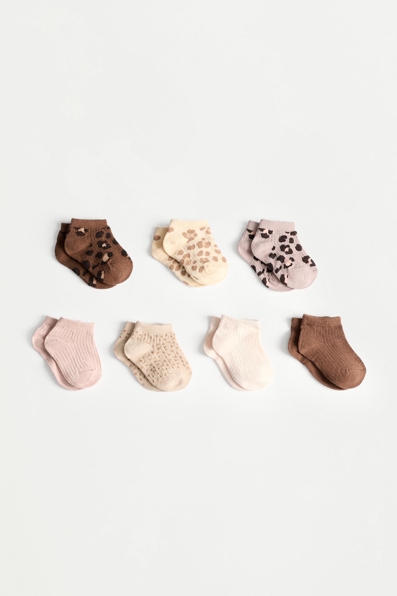 7-pack of animal print short socks — LEOPARD PRINT