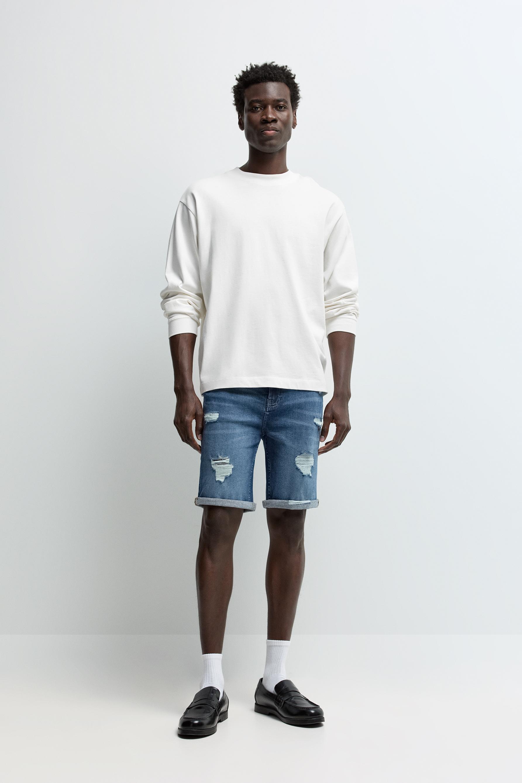 Bermuda denim skinny rotos