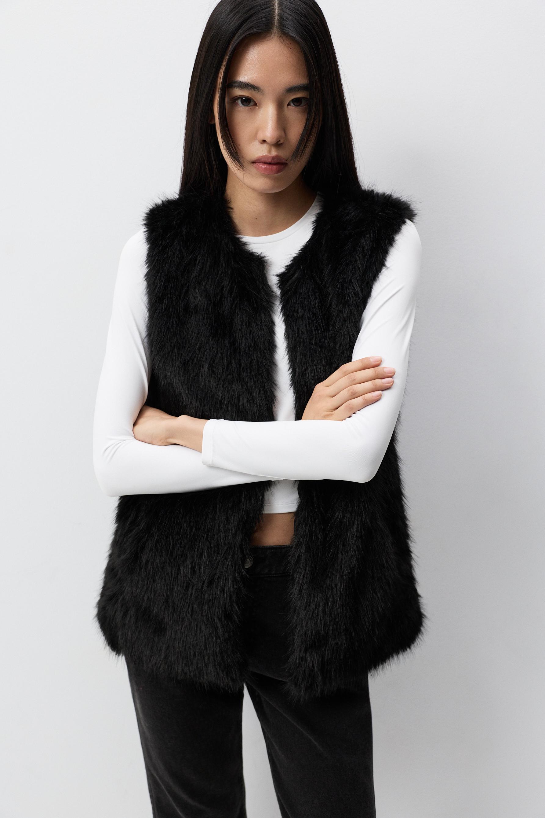 Chaleco largo efecto pelo