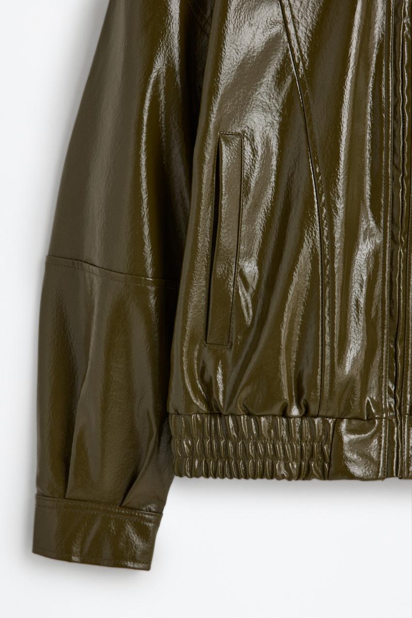 Cazadora efecto piel brillante Cazadoras Abrigos ROPA