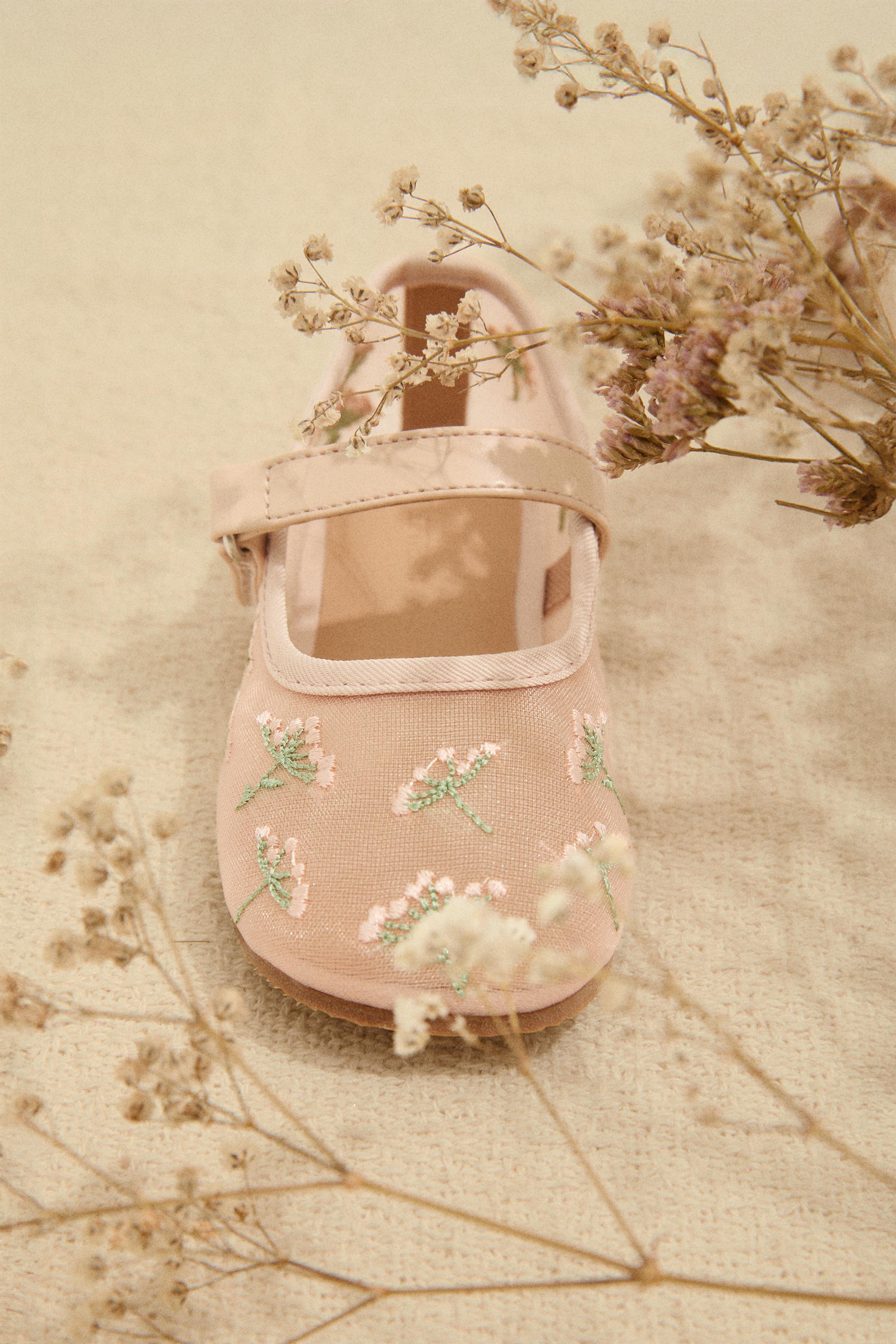 FLORAL BALLET FLAT — ECRU