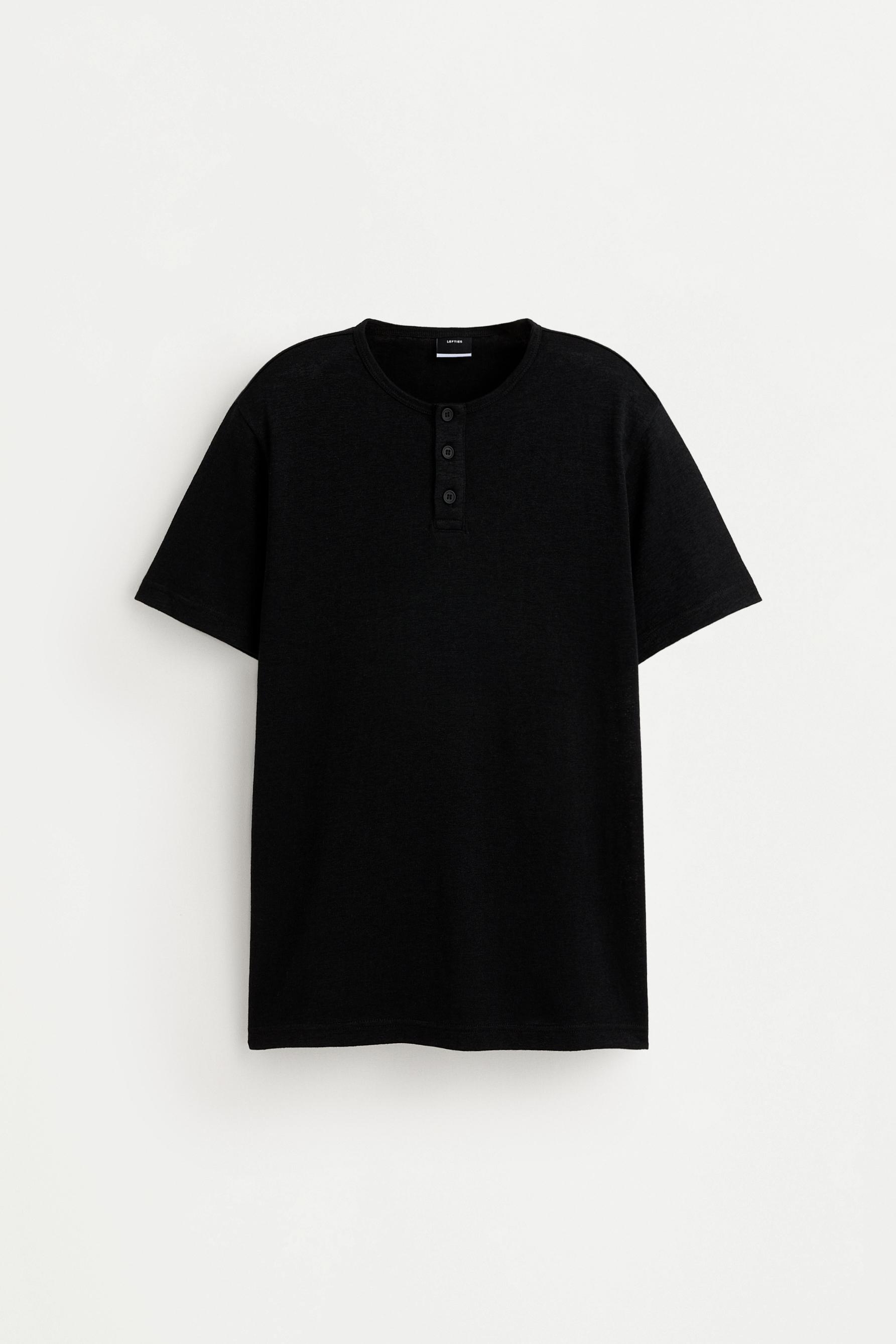 Basic henley T-shirt — BLACK
