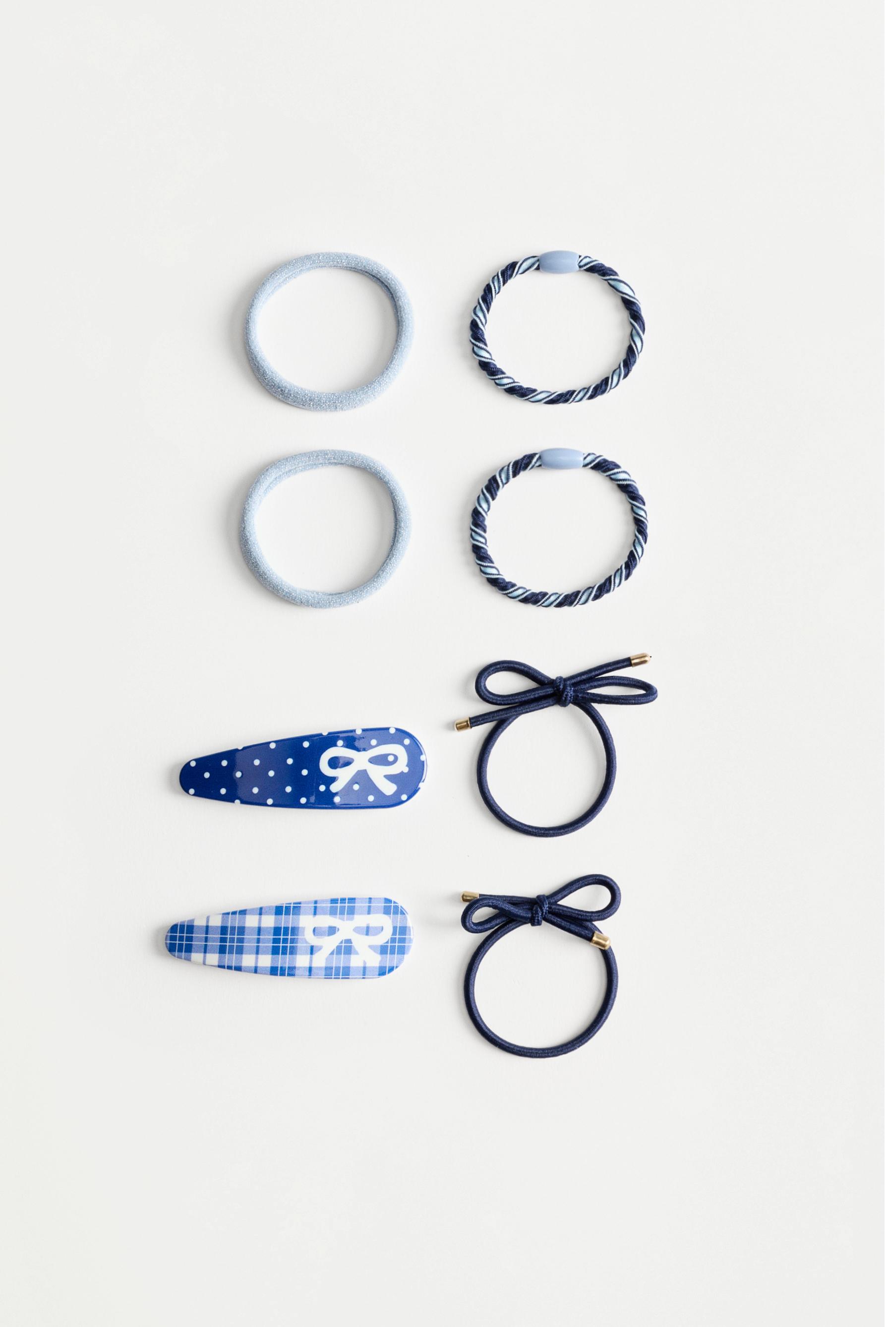 Hair accessory set with clips and scrunchies — BLUE
