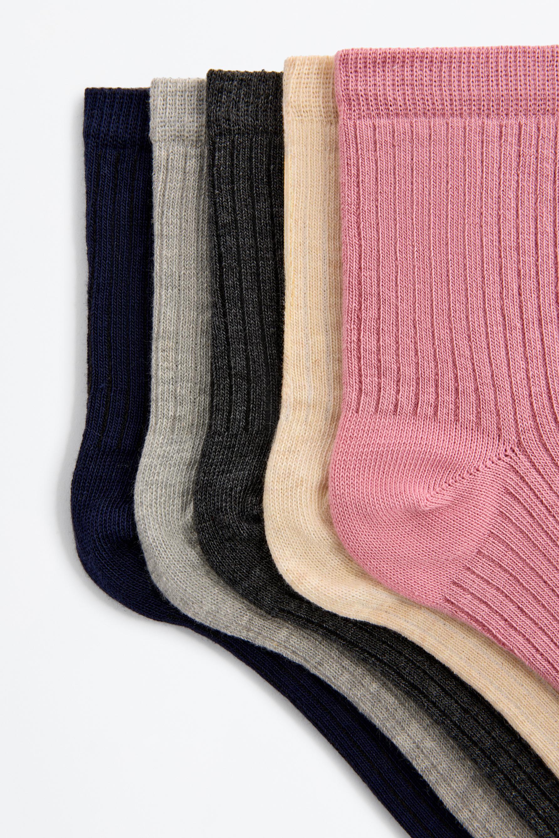 Ribbed short socks (Pack 10) — PINK