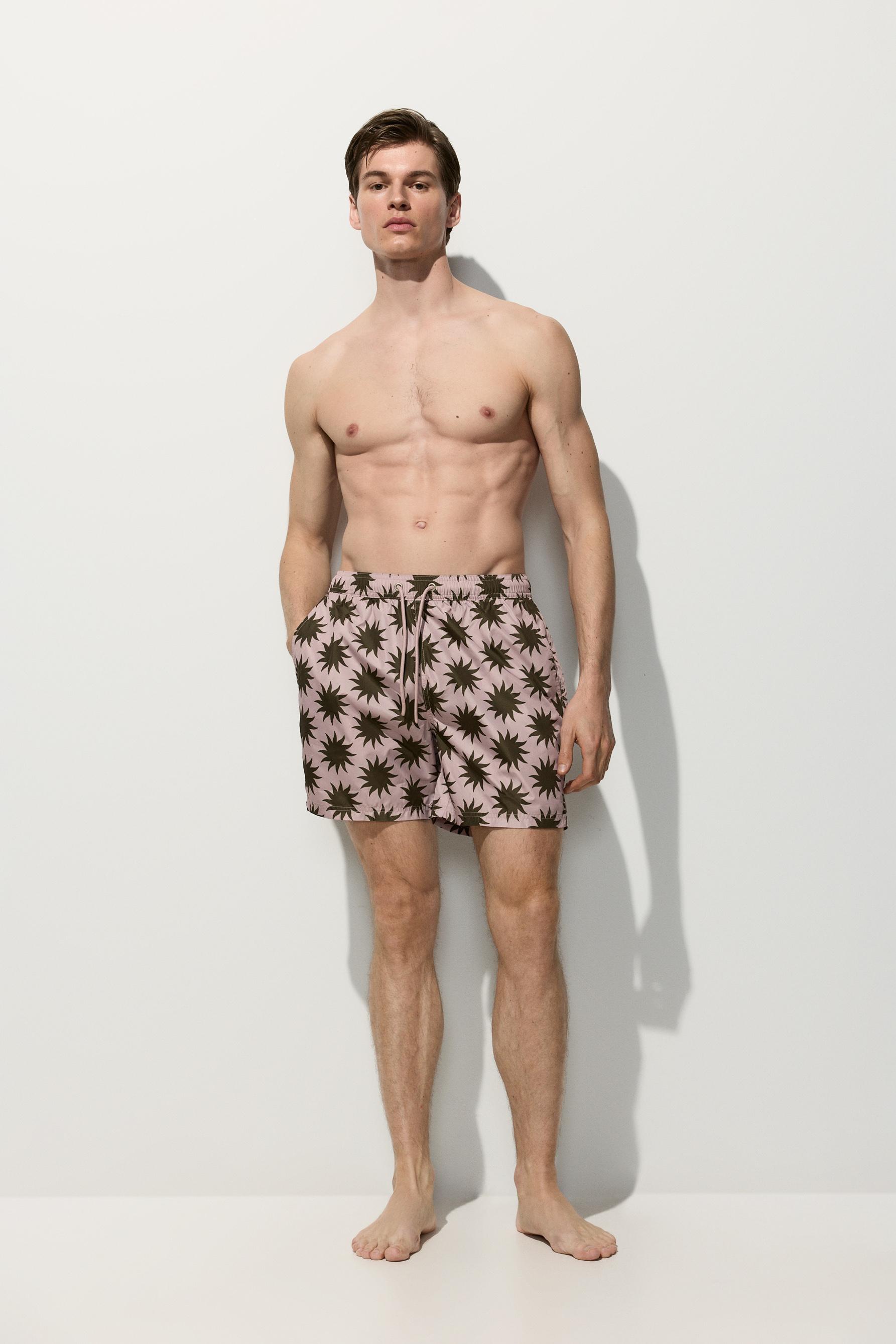 Printed regular fit swim shorts — PINK
