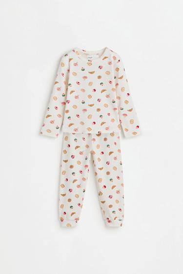 Printed interlock pyjamas — ECRU 1