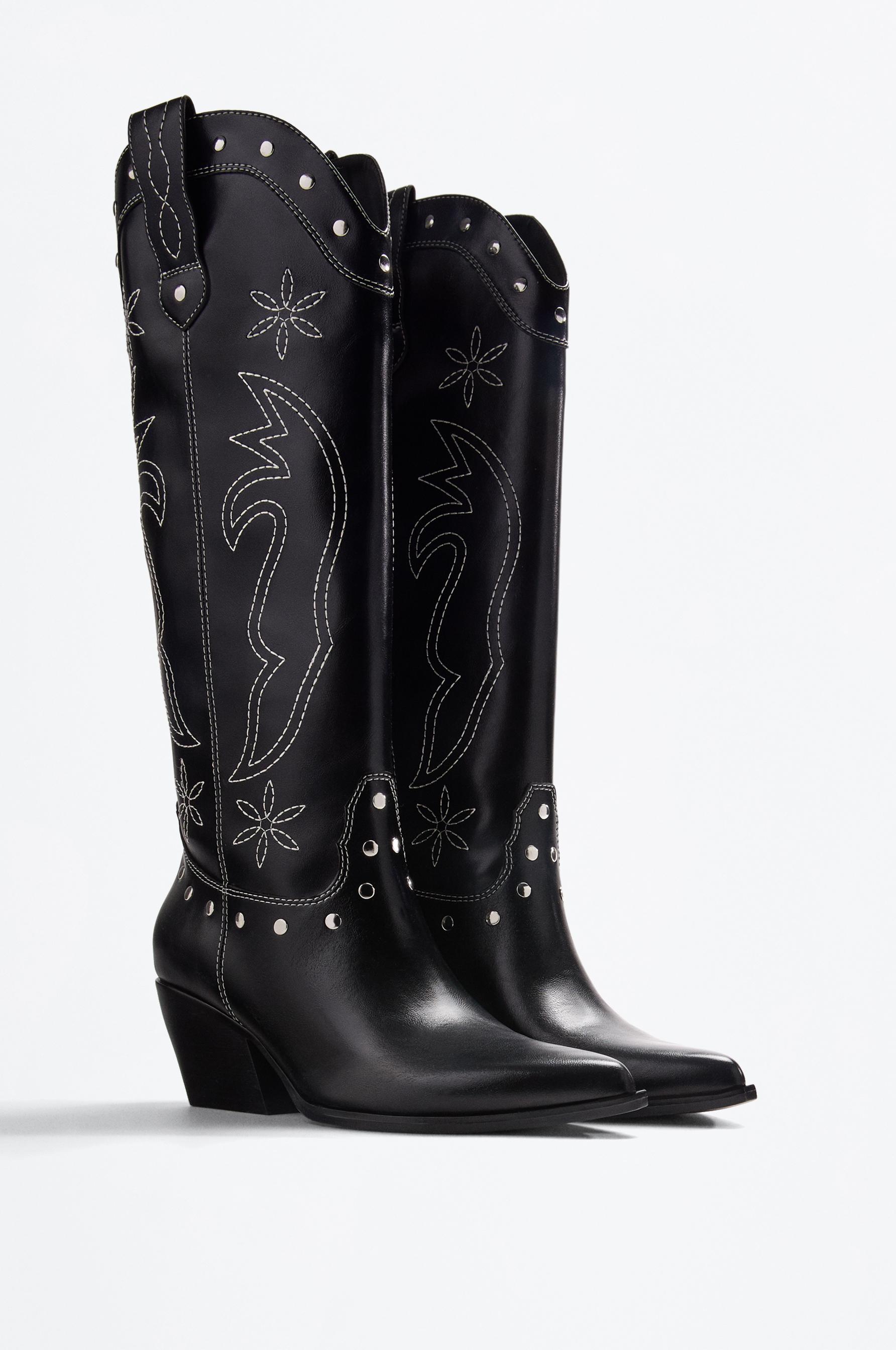 Cowboy studded boot — BLACK (alternate view)