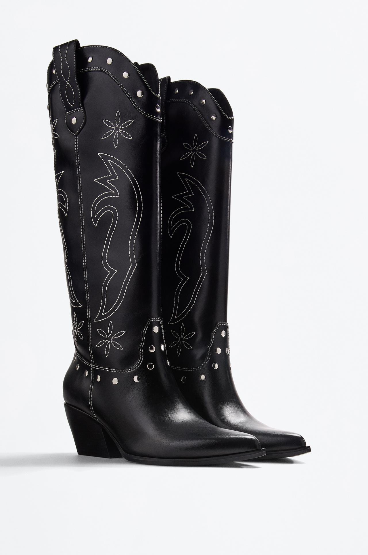 Cowboy studded boot — BLACK