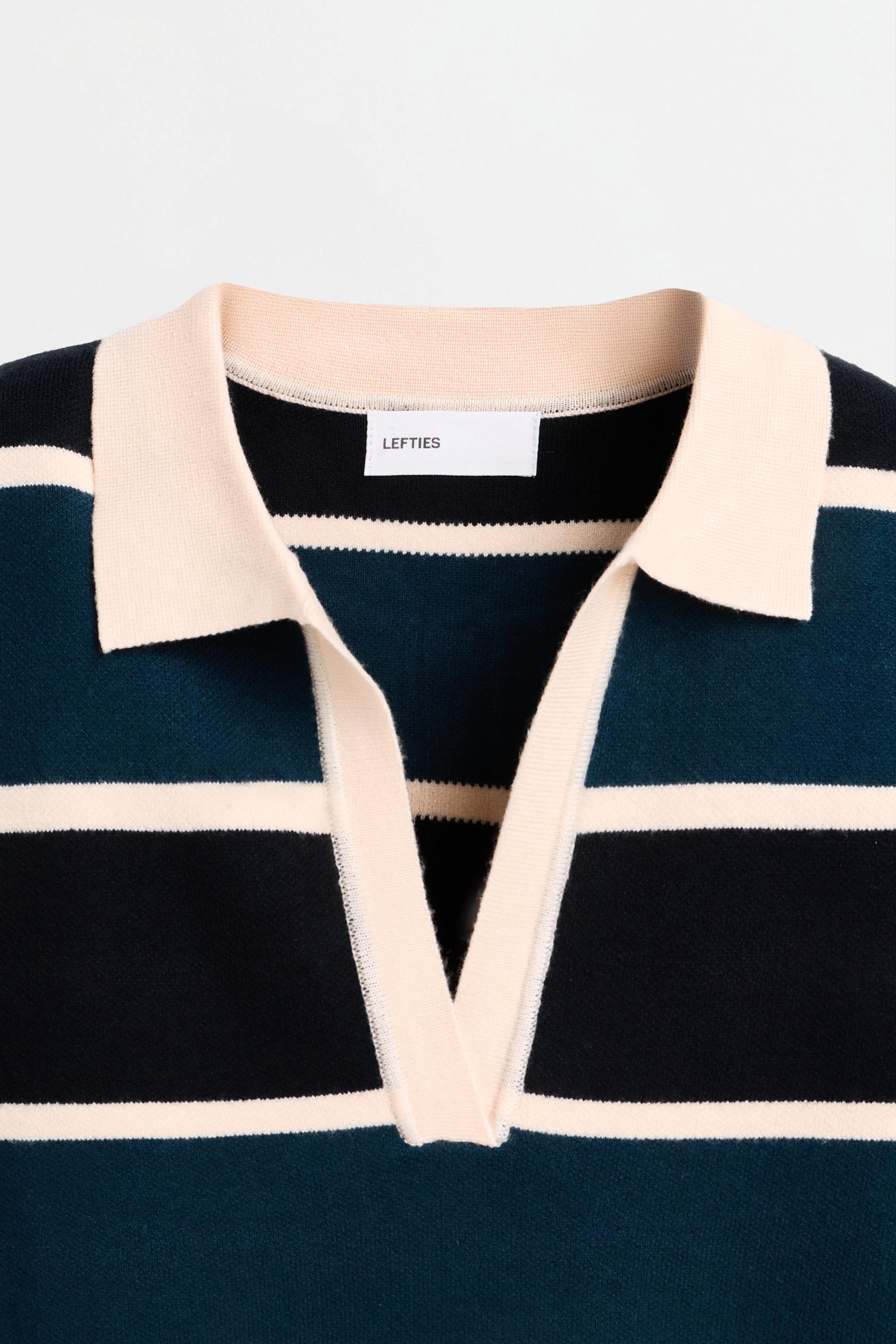 Polo collar sweater — GREEN/ECRU
